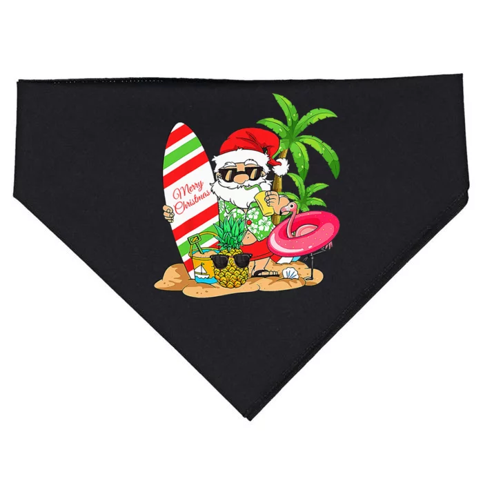 Christmas In July Santa Hawaiian Summer Surf Surfing Surfer USA-Made Doggie Bandana