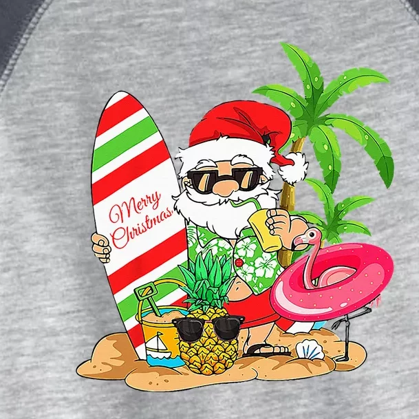 Christmas In July Santa Hawaiian Summer Surf Surfing Surfer Toddler Fine Jersey T-Shirt