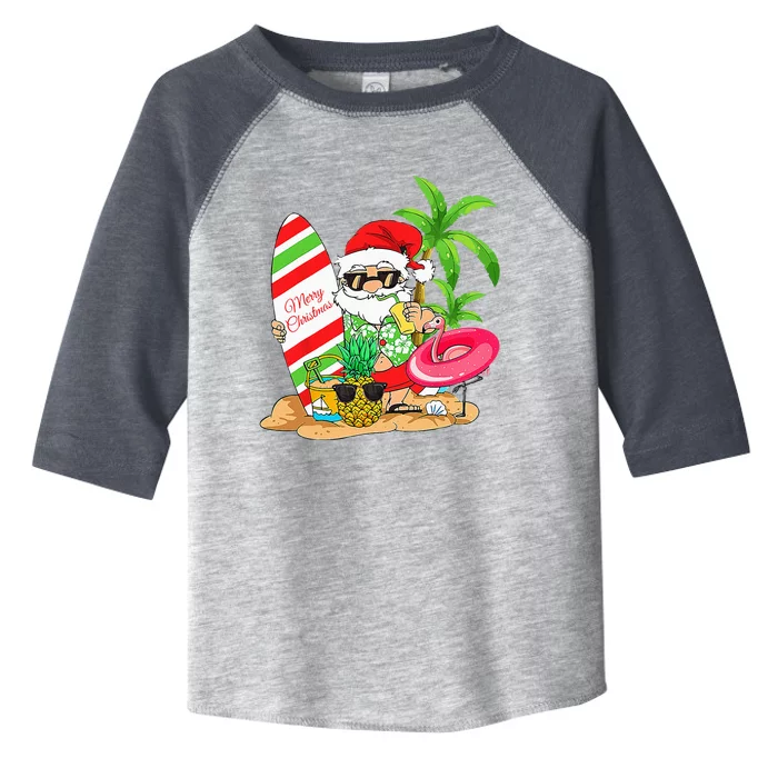 Christmas In July Santa Hawaiian Summer Surf Surfing Surfer Toddler Fine Jersey T-Shirt