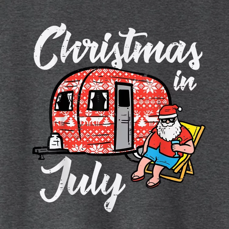 Christmas In July Santa Camping Funny Xmas Women's Crop Top Tee