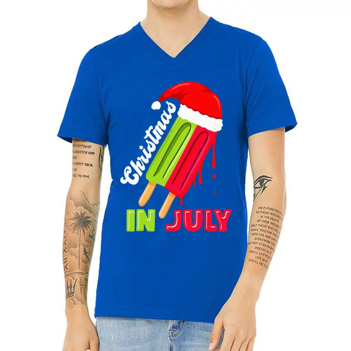 Christmas In July Watermelon Ice Pops Fun Christmas In July V-Neck T-Shirt