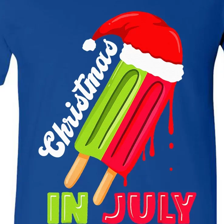 Christmas In July Watermelon Ice Pops Fun Christmas In July V-Neck T-Shirt