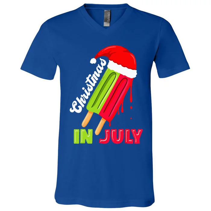 Christmas In July Watermelon Ice Pops Fun Christmas In July V-Neck T-Shirt