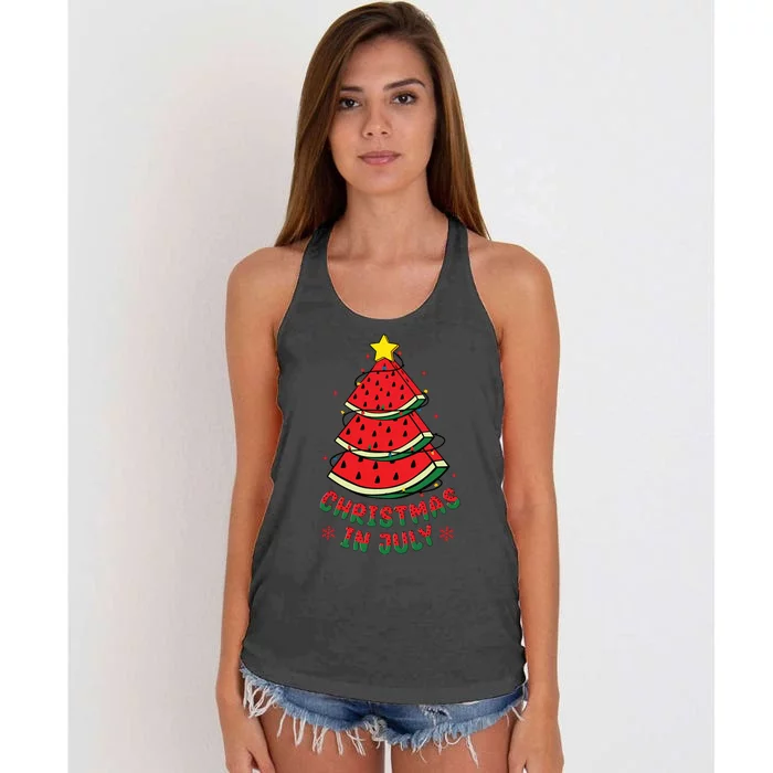 Christmas In July Watermelon Tree Summer Women's Knotted Racerback Tank