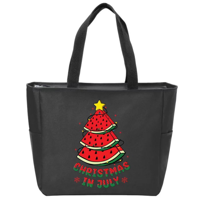 Christmas In July Watermelon Tree Summer Zip Tote Bag