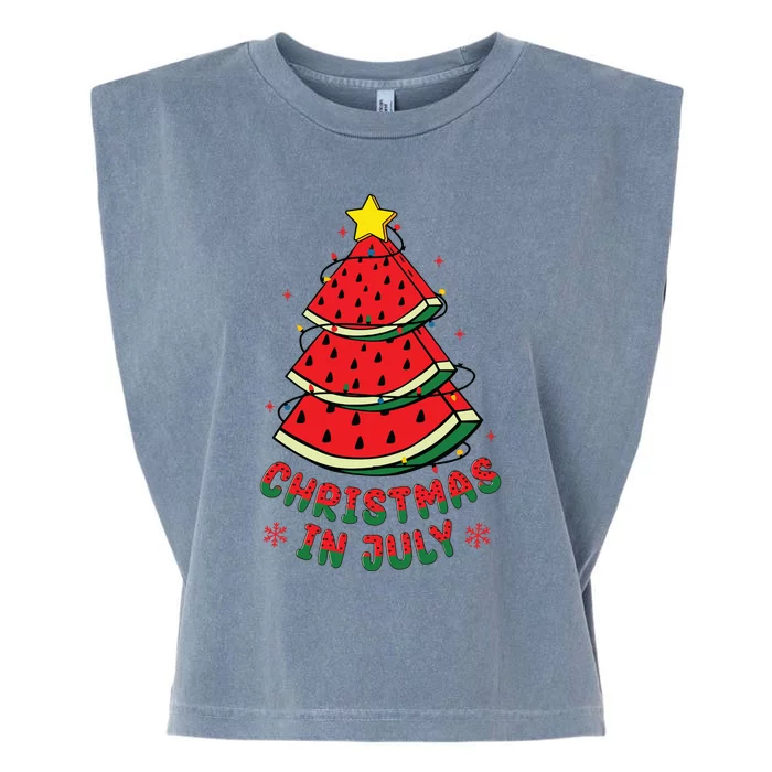 Christmas In July Watermelon Tree Summer Garment-Dyed Women's Muscle Tee