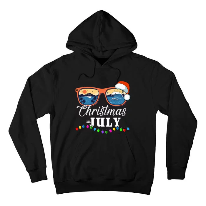 Christmas In July Funny Santa Summer Beach Vacation Sunglasses Tall Hoodie