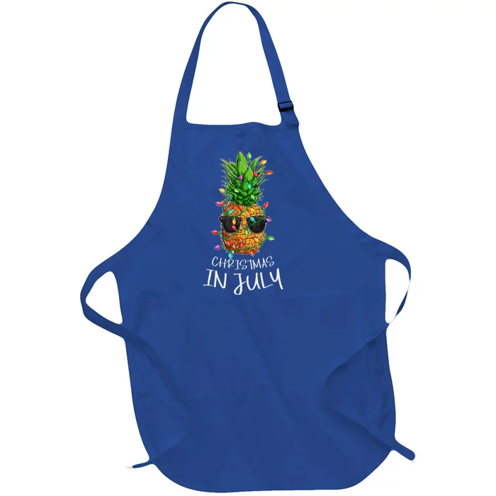 Christmas In July Pineapple Xmas Tree Summer Full-Length Apron With Pocket