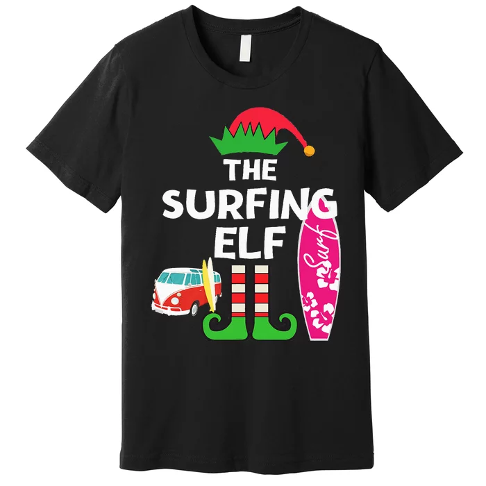 Christmas In July Surfing Elf Summer Beach Vacation Party Premium T-Shirt