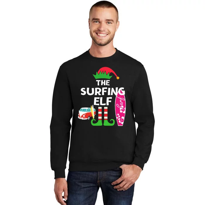 Christmas In July Surfing Elf Summer Beach Vacation Party Tall Sweatshirt