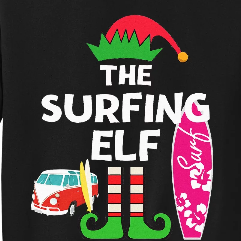 Christmas In July Surfing Elf Summer Beach Vacation Party Tall Sweatshirt