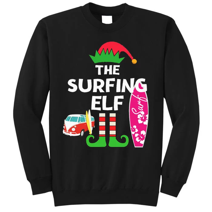 Christmas In July Surfing Elf Summer Beach Vacation Party Tall Sweatshirt