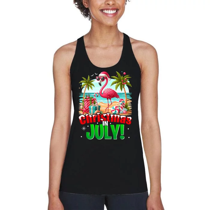 Christmas In July Flamingo Beach Summer Hawaii Women's Racerback Tank