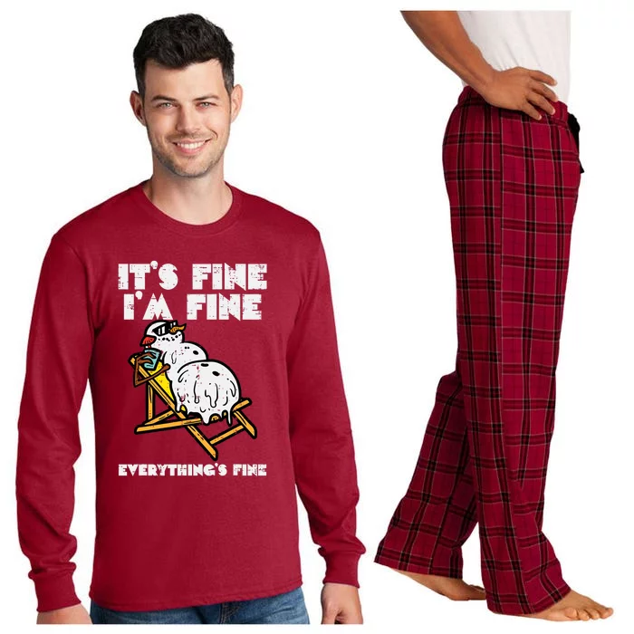 Christmas In July Snowman Melting Fine Funny Long Sleeve Pajama Set