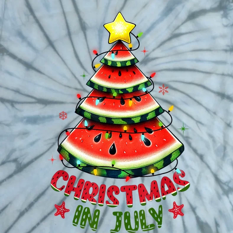 Christmas In July Shirts Women Watermelon Xmas Tree Tie-Dye T-Shirt