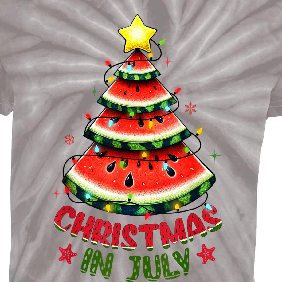 Christmas In July Shirts Women Watermelon Xmas Tree Kids Tie-Dye T-Shirt