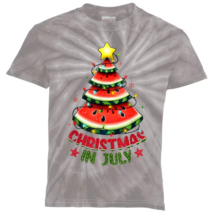 Christmas In July Shirts Women Watermelon Xmas Tree Kids Tie-Dye T-Shirt