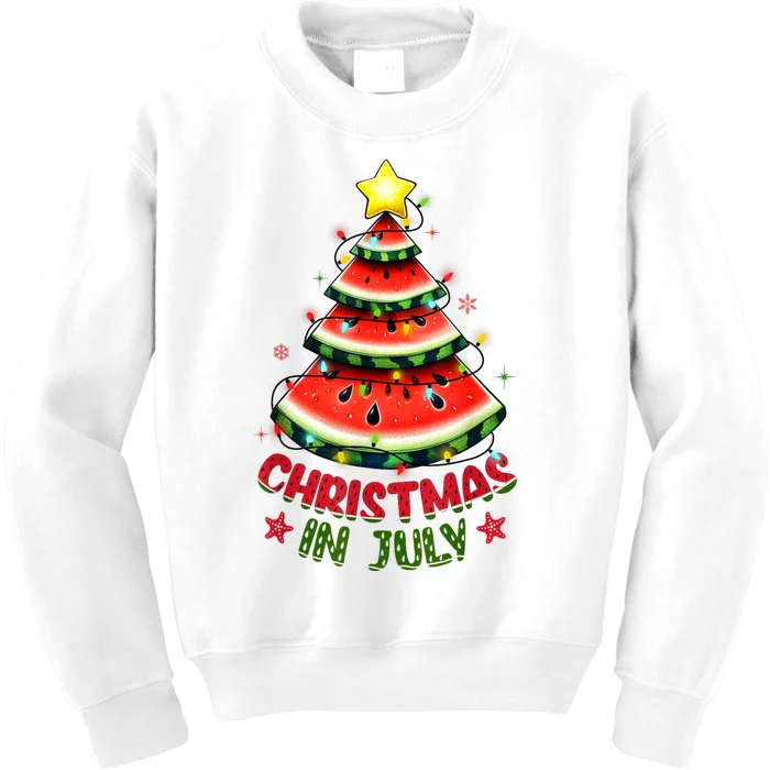 Christmas In July Shirts Women Watermelon Xmas Tree Kids Sweatshirt