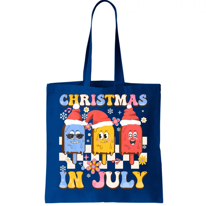 Christmas In July Ice Pops Santa Hat Summer Cool Gift Tote Bag