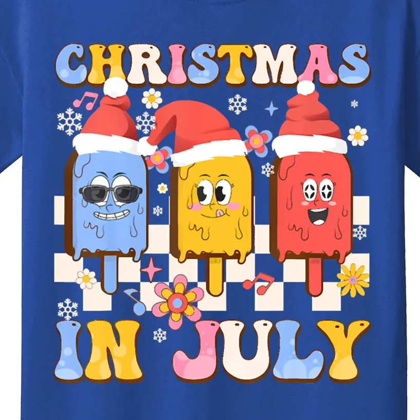 Christmas In July Ice Pops Santa Hat Summer Cool Gift Kids T-Shirt