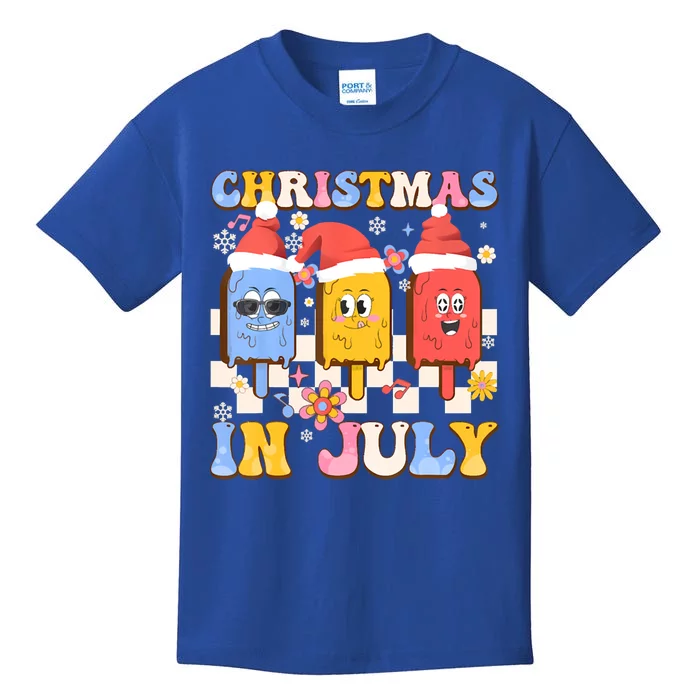 Christmas In July Ice Pops Santa Hat Summer Cool Gift Kids T-Shirt