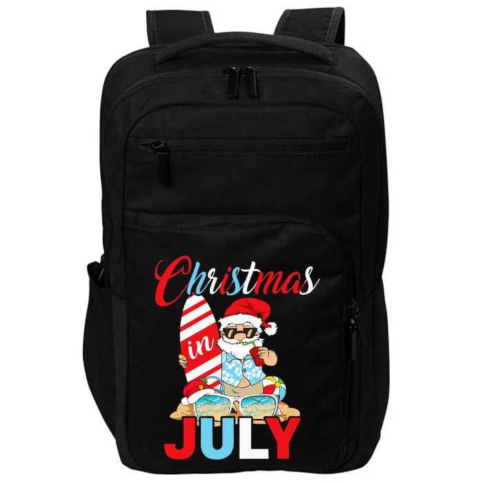 Christmas In July Santa Hawaiian Summer Surf Surfing Surfer Impact Tech Backpack