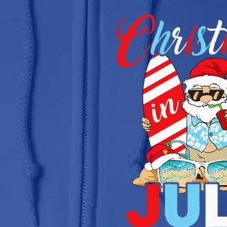 Christmas In July Santa Hawaiian Summer Surf Surfing Surfer Full Zip Hoodie