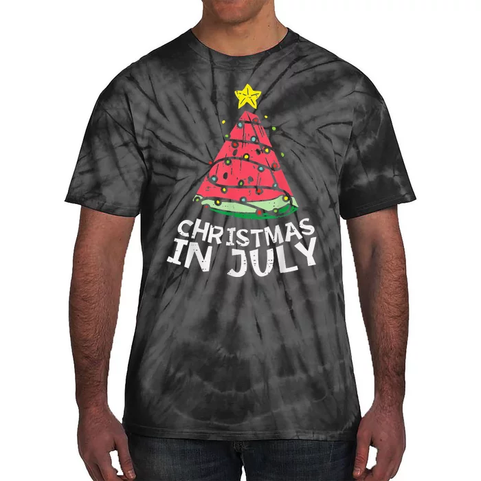 christmas in july watermelon xmas tree summer trending Tie-Dye T-Shirt