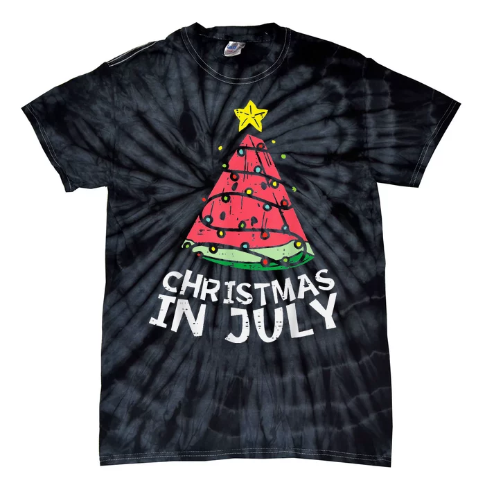 christmas in july watermelon xmas tree summer trending Tie-Dye T-Shirt