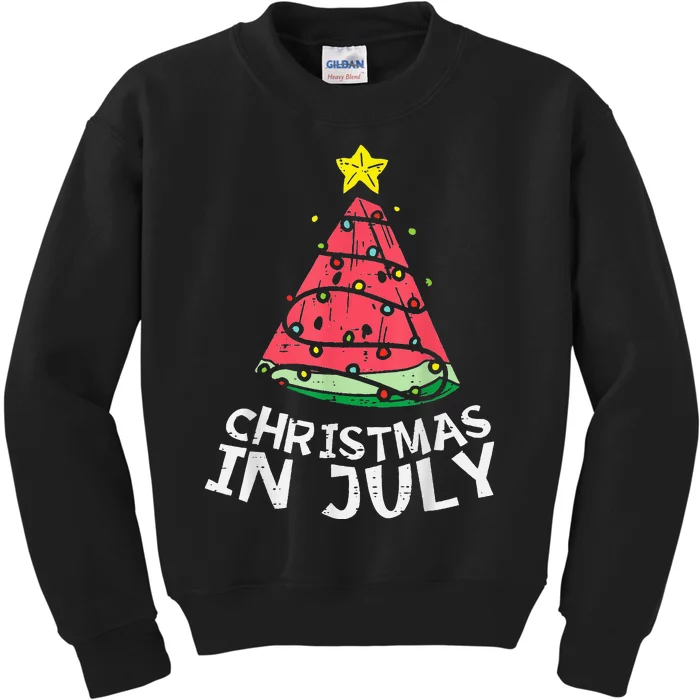 christmas in july watermelon xmas tree summer trending Kids Sweatshirt