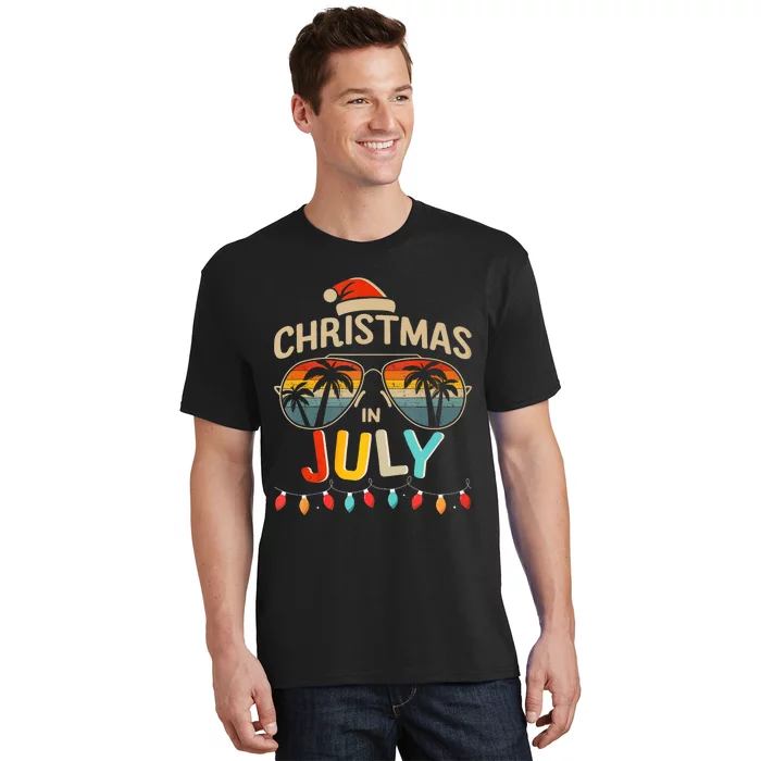 Christmas In July With Vintage Sunglasses For Summer Xmas T-Shirt