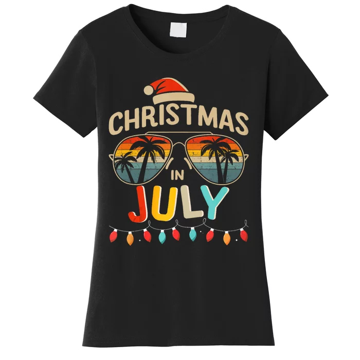 Christmas In July With Vintage Sunglasses For Summer Xmas Women's T-Shirt