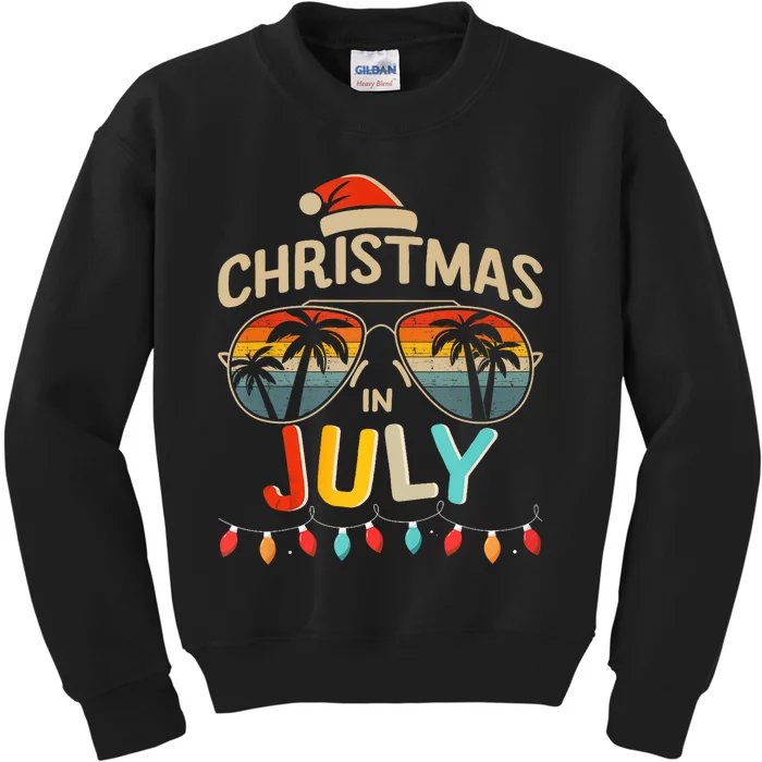 Christmas In July With Vintage Sunglasses For Summer Xmas Kids Sweatshirt