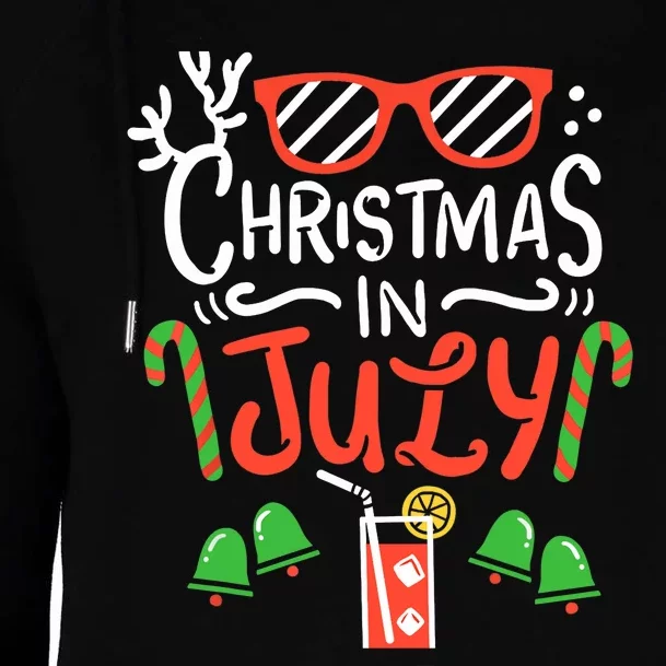 Christmas In July Summer Beach Vacation Womens Funnel Neck Pullover Hood