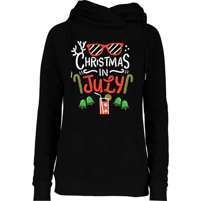 Christmas In July Summer Beach Vacation Womens Funnel Neck Pullover Hood