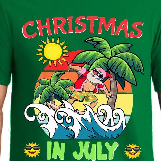 Christmas In July Funny Santa Surfing Summer Beach Vacation Pajama Set