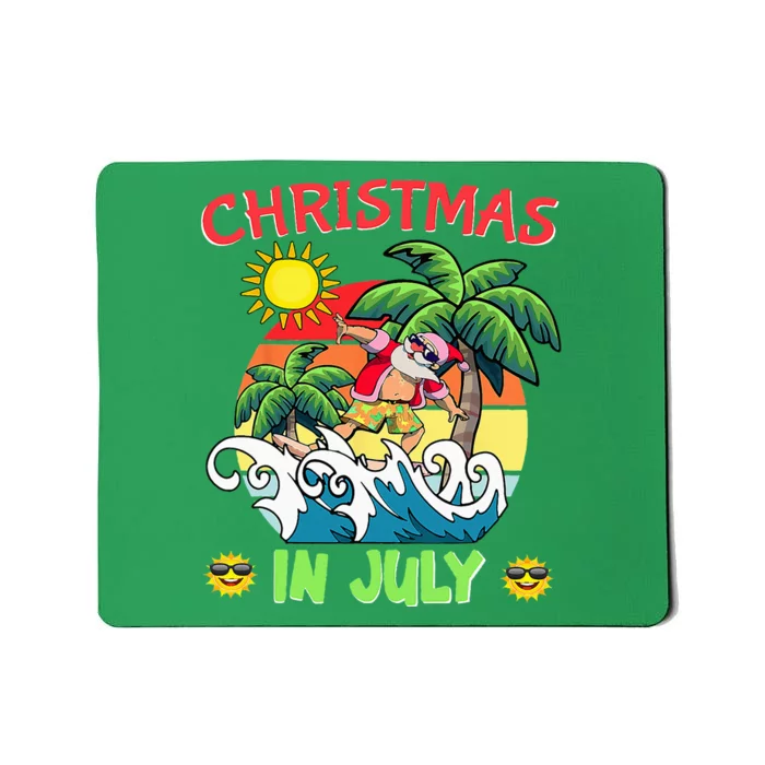 Christmas In July Funny Santa Surfing Summer Beach Vacation Mousepad