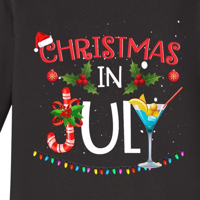 Christmas In July Summer Beach Vacation Baby Long Sleeve Bodysuit