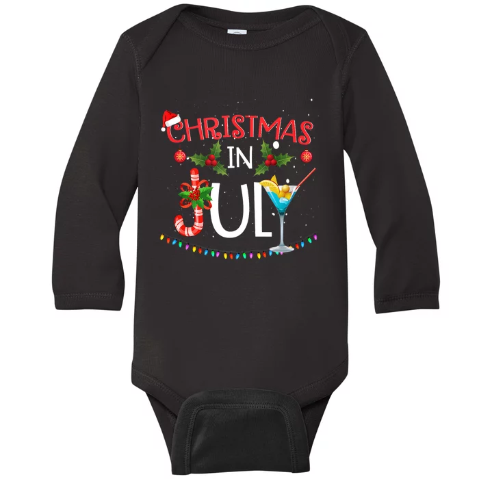 Christmas In July Summer Beach Vacation Baby Long Sleeve Bodysuit