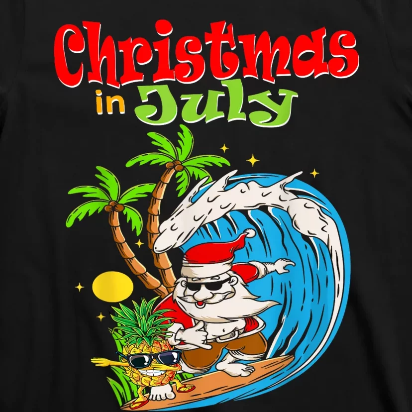 Christmas In July Santa Hawaiian Summer Surf Surfing Surfer T-Shirt