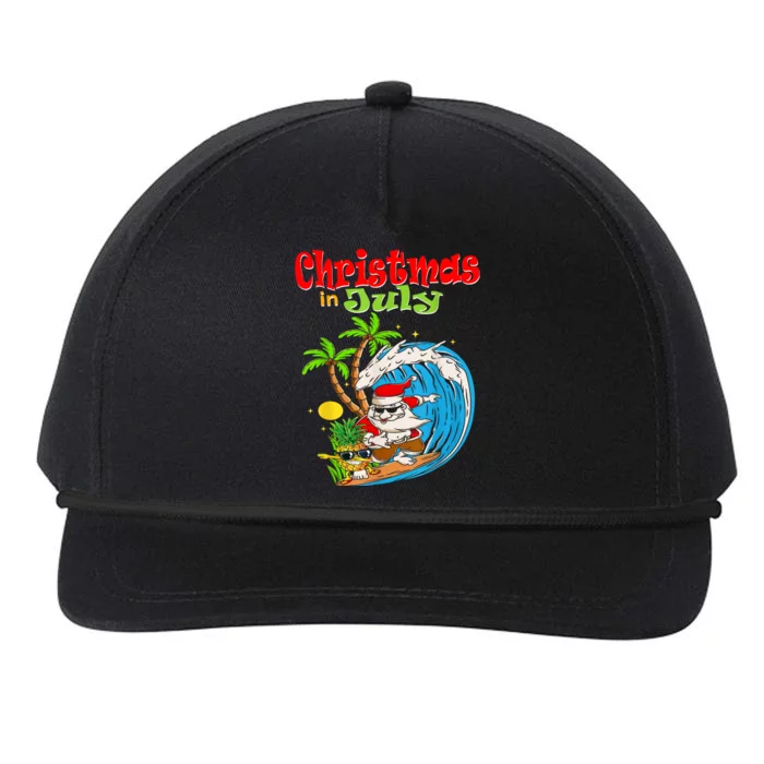 Christmas In July Santa Hawaiian Summer Surf Surfing Surfer Snapback Five-Panel Rope Hat