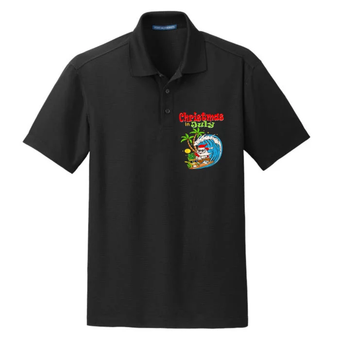 Christmas In July Santa Hawaiian Summer Surf Surfing Surfer Dry Zone Grid Performance Polo