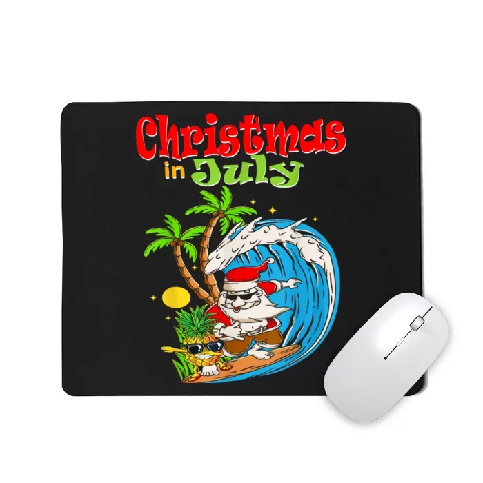 Christmas In July Santa Hawaiian Summer Surf Surfing Surfer Mousepad