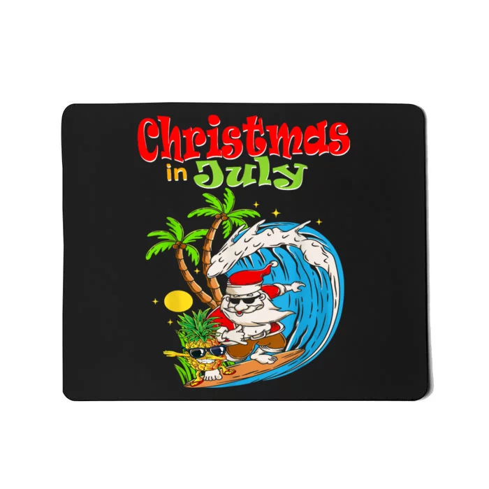 Christmas In July Santa Hawaiian Summer Surf Surfing Surfer Mousepad