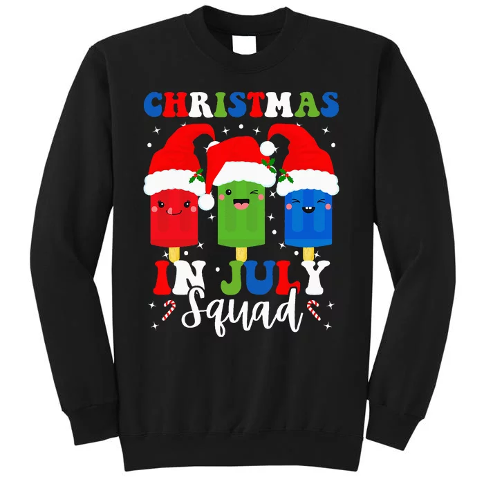 Christmas In July Squad Santa Hats Popsicles Xmas Vibes Tall Sweatshirt