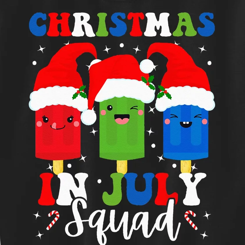 Christmas In July Squad Santa Hats Popsicles Xmas Vibes Kids Sweatshirt