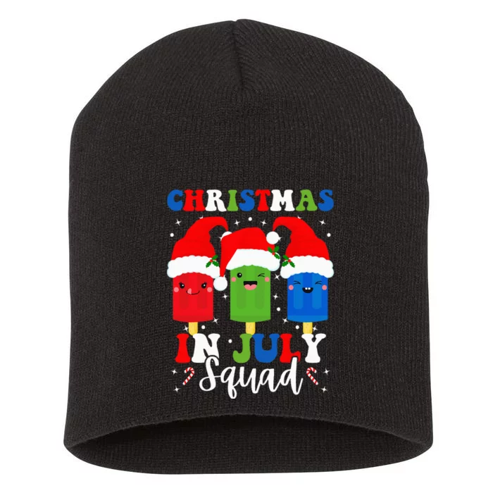 Christmas In July Squad Santa Hats Popsicles Xmas Vibes Short Acrylic Beanie