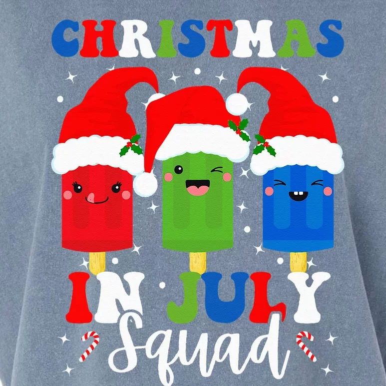 Christmas In July Squad Santa Hats Popsicles Xmas Vibes Garment-Dyed Women's Muscle Tee