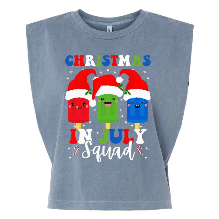 Christmas In July Squad Santa Hats Popsicles Xmas Vibes Garment-Dyed Women's Muscle Tee