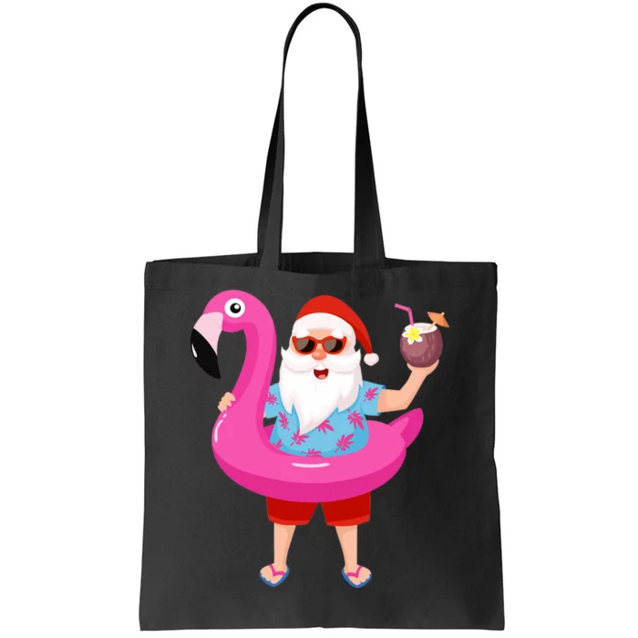 Christmas In July Santa Hawaii Sunglasses Flamingo Gifts Tote Bag